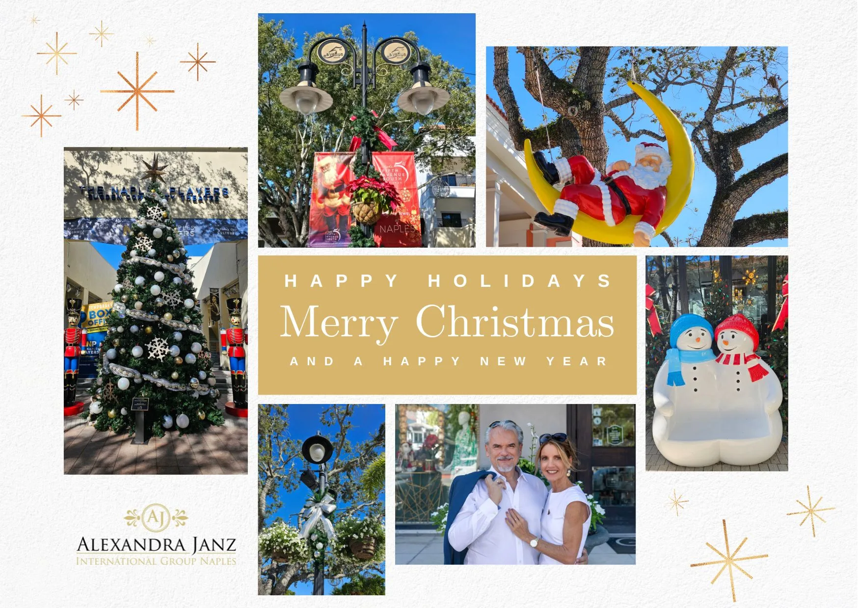 Christmas Card with Pictures from Naples, Florida 5th Ave S and 3rd Street