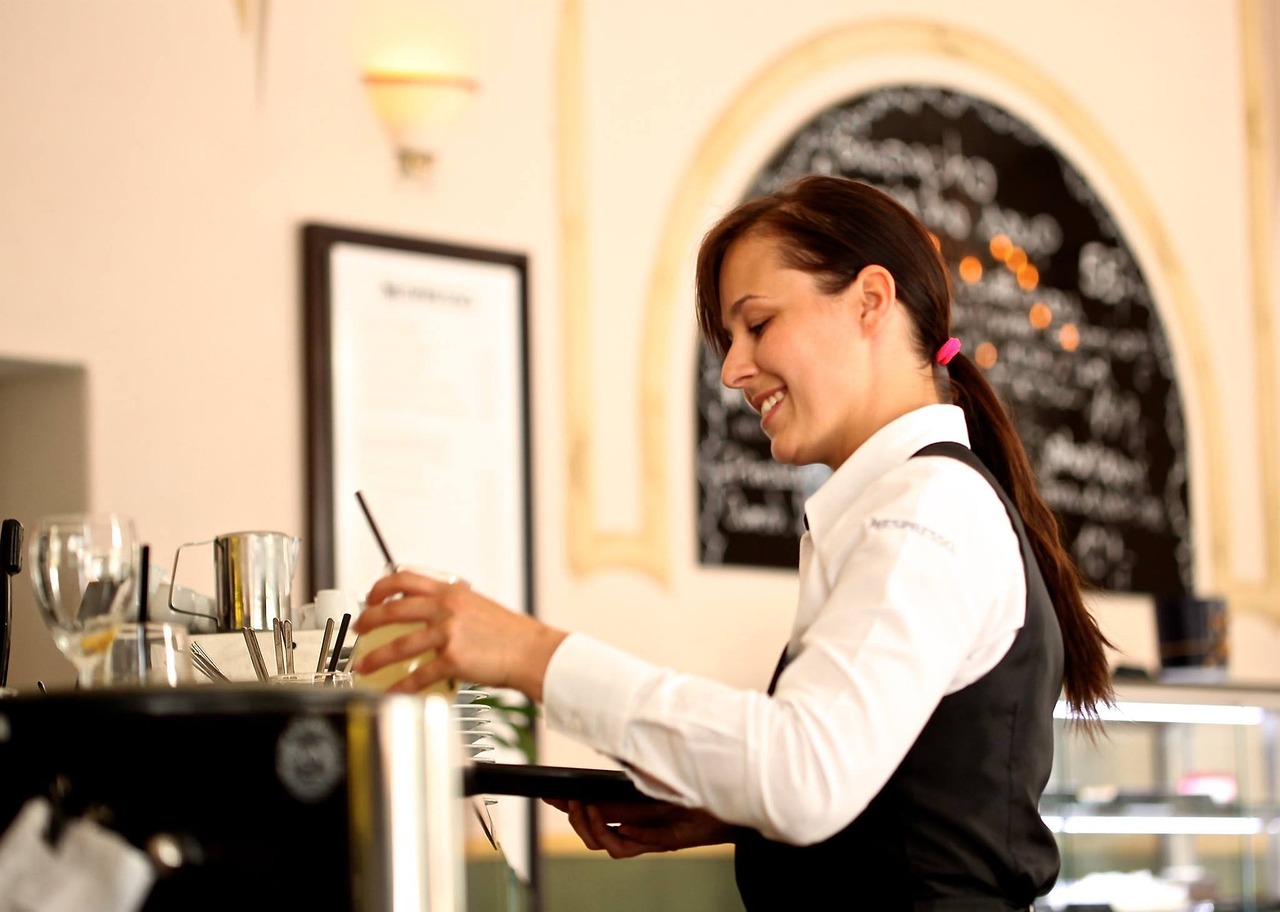 woman working as waitress in a restaurant