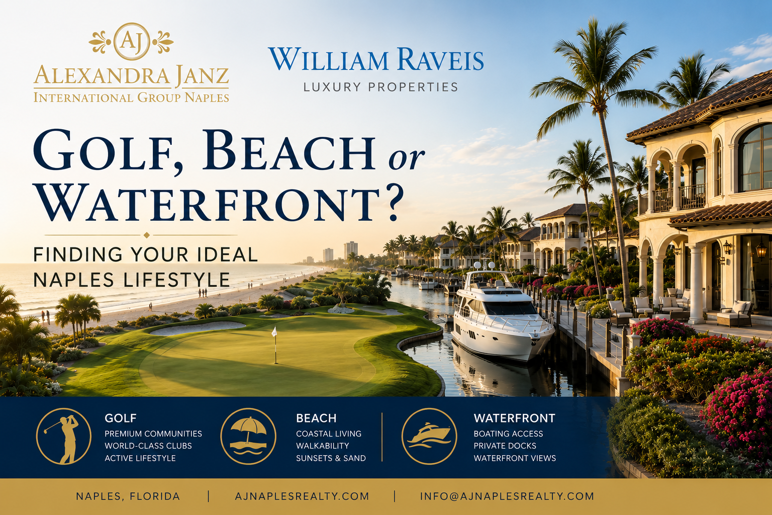 Luxury waterfront, beach and golf lifestyle opportunities in Naples Florida